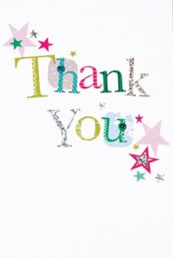 This thank you card channels a sense of celebration and genuine delight that suits the vibrant spirit of Bickley. The phrase 'Thank You' is embroidered across the front, every letter its own flourish-lime greens, deep pinks, and soft blues stitched into patterns and shimmering with subtle silver accents. The card's surface gleams with the hint of fine glitter, offering tactile satisfaction much like the texture of hand-tied bouquets delivered to homes along The Avenue. Scattered stars in gold, teal, and magenta seem to float like confetti through the corners, mirroring the exuberance of local Bickley events and gatherings. Against a pure white background, each detail stands out with clarity, inviting the eye and lifting the mood. It's easy to picture this card paired with a cheerful arrangement from Bickley Flowers, ready for same-day delivery around our neighbourhood. The whole composition feels personally crafted and thoughtfully designed, echoing the care and creativity our local florists bring to every bouquet. Graceful yet full of joy, it offers assurance and heartfelt thanks-making it a perfect companion to a bright bouquet that captures the essence of Bickley's welcoming community.