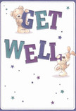 The playful design of this get well card offers a bright note of hope and comfort to anyone in Bickley. Against a luminous white background, an adorable teddy bear and his floppy-eared puppy friend seem to spring from the page, joyfully holding the large, cheerful letters of 'Get Well' in vivid indigo and teal. Scattered stars twinkle in soft shades of blue and purple, evoking the magic of a caring wish shared between neighbours near Bickley Railway Station or along Southborough Lane. The illustration's fluffy textures-velvet-soft fur and expressive eyes-are so inviting they almost leap to life. This card exudes the same compassionate warmth and thoughtful energy that Bickley Flowers brings to every bouquet designed for local delivery, making it a gentle companion for anyone on the journey to recovery within our welcoming community.